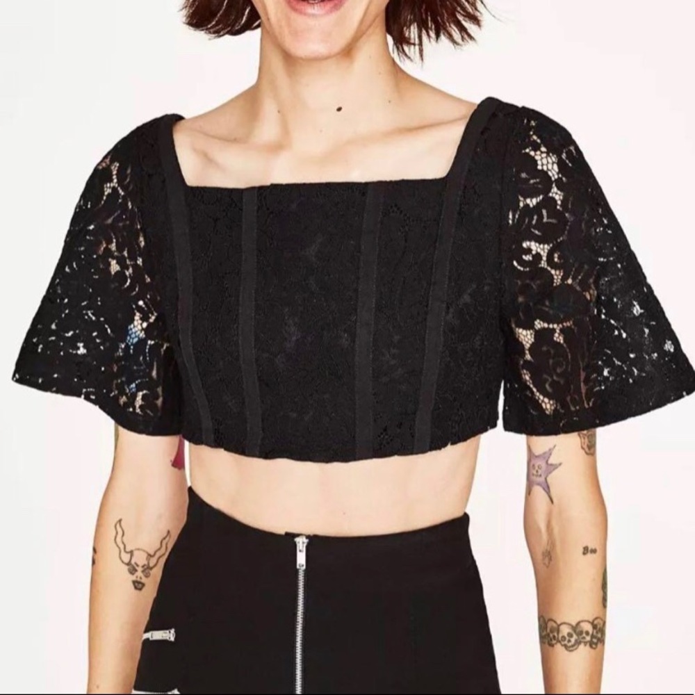 Zara Black Lace Crop Top